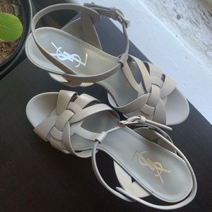 Saint Laurent tribute grey platform sandals